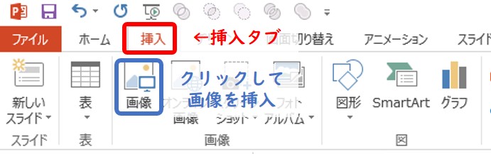 挿入タブでクリックして画像を挿入