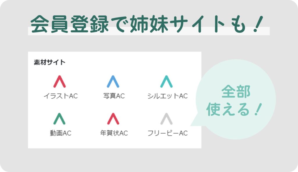 会員登録で姉妹サイトも！全部使える！