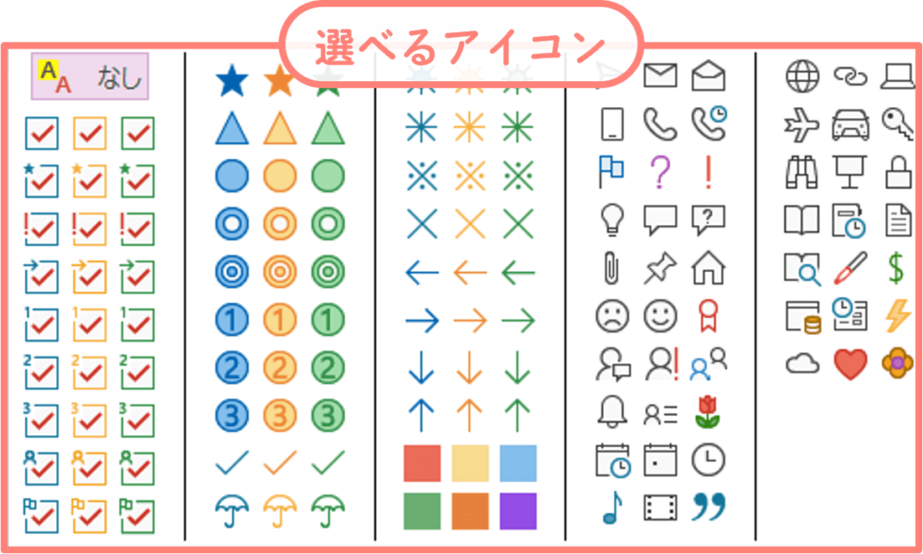 OneNoteのノートシールで選べるアイコン